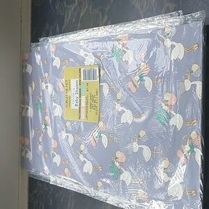 Vintage New American Greetings Gift Wrap Baby Shower Paper Stork